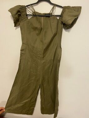 Olive Green Women's Off-Shoulder Jumpsuit